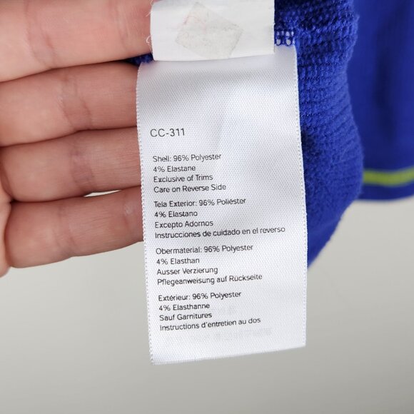 Marmot Blue Lightweight Waffle Knit 1/4 Zip Sweater sz XS *flawed* - Picture 9 of 11